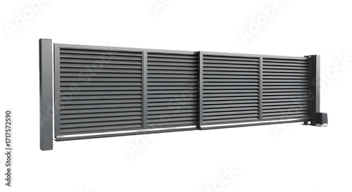 Automatic metal sliding gate for property entrance isolated PNG with Transparent Background