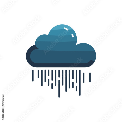 A stylized illustration of a rain cloud with raindrops falling, symbolizing weather