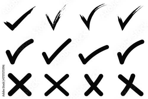 Check Mark Icons Collection – Tick, Checkbox, Approval, and Quality Symbols Vector Set
