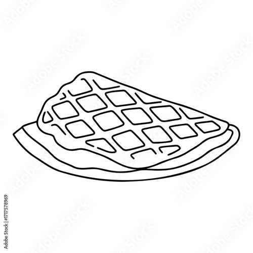 Thuille is a French pastry or waffle  Thuille  on a plate in outline style  
