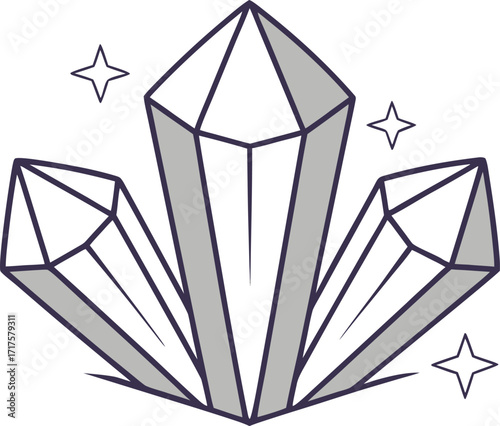 Single Clear Quartz Crystal Illustration. Natural Clear Quartz Crystal Design. Elegant Clear Quartz Crystal Artwork. Single Clear Quartz Crystal Drawing. Healing Clear Quartz Crystal Concept