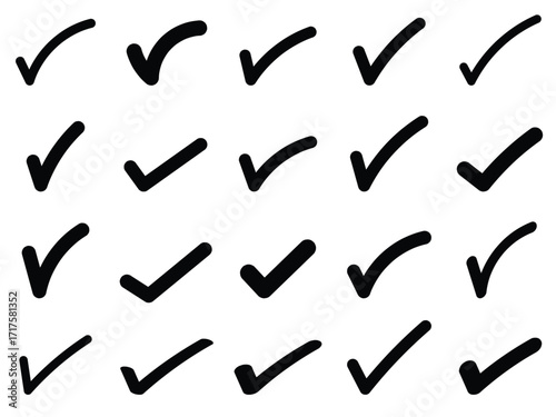 Check Mark Icons Collection – Tick, Checkbox, Approval, and Quality Symbols Vector Set