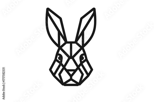 Stylized wolf head geometric line art, vector illustration with transparent background, modern polygonal design, minimalist wolf face icon, wild animal graphic, sharp angles and clean lines