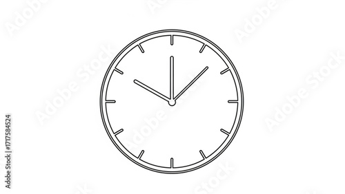 Simple line drawing of a clock face with hour and minute hands, symbolizing time management