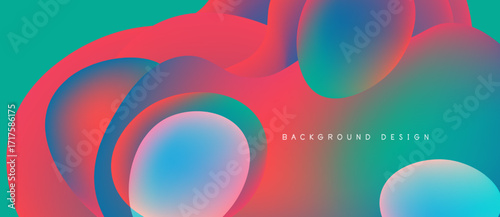 Abstract fluid shapes blend vibrant colors. Turquoise, pink, blue create dynamic composition. Modern design element for backgrounds.