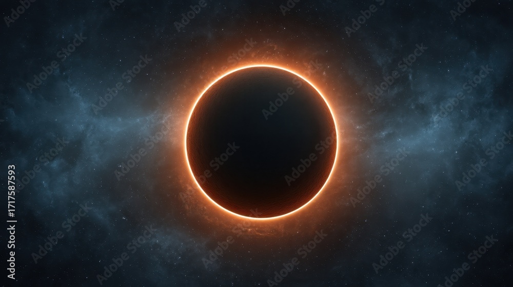 Naklejka premium Stunning solar eclipse with a glowing corona against a deep space background showcasing the beauty of celestial phenomena and the universe's vastness