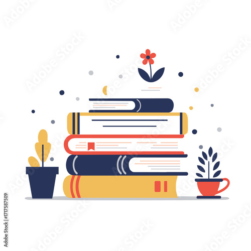 a colourful stack of books illustration 