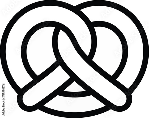 Hand drawn pretzel icon simple line art snack food vector vector
