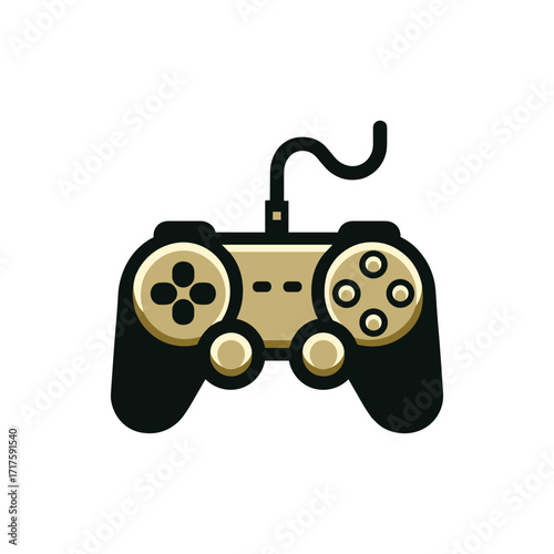 Vintage video game controller with a cord, set against a minimalist background, symbolizing nostalgia