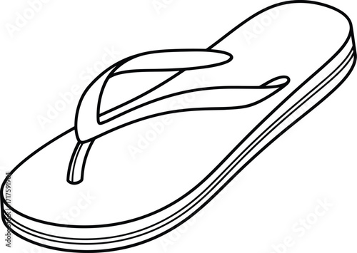 Simple line art flip flop summer footwear icon minimalist design vector