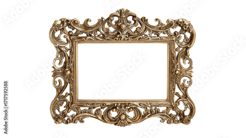 Antique ornate Halloween picture frame decorated with spooky motifs isolated on transparent background 