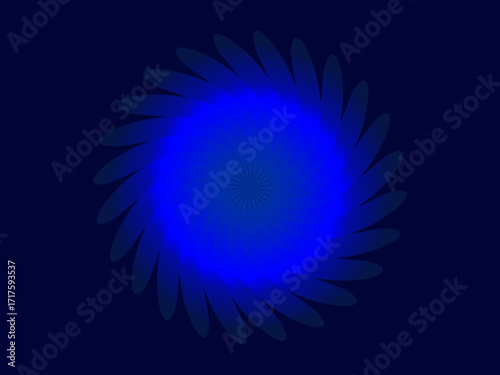 Blue abstract decorative element. Abstract spirograph element for decorative design. Blue sun light vector illustration.