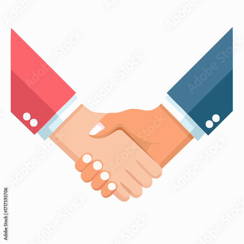 Flat handshake icon symbolizing business partnership and cooperation. Clean and professional.

