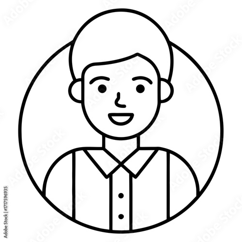 Smiling cartoon vector illustration of a businessman in a suit and tie, a professional character or icon with a friendly face