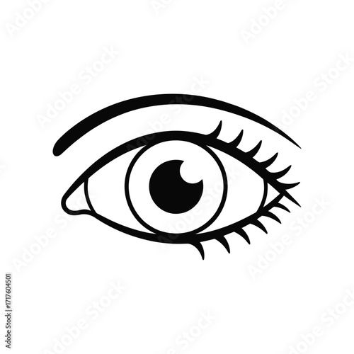 Simple hand drawn black and white eye illustration