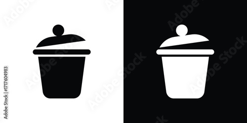 Simple trash can icon in black and white contrast
