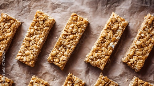 Peanut Butter Oat Bars on Parchment Paper