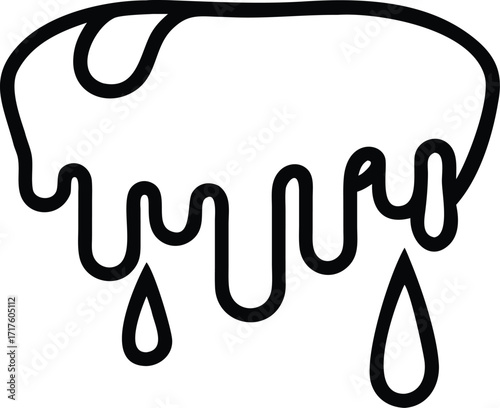 Black and white outline of melting liquid with dripping drops vector EPS file download
