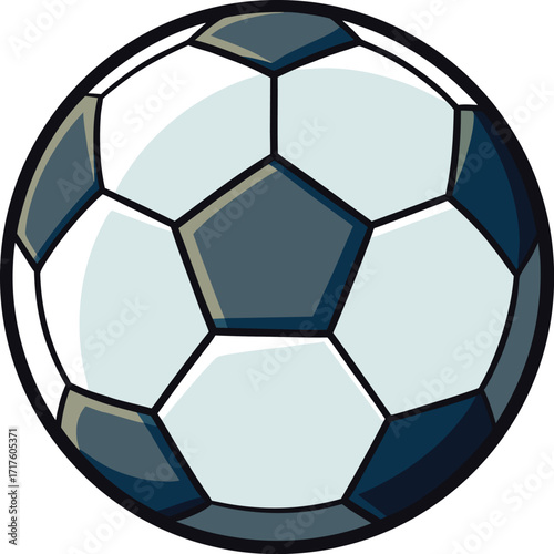 Classic Black and White Soccer Ball with Pentagon and Hexagon Panels vector EPS file download