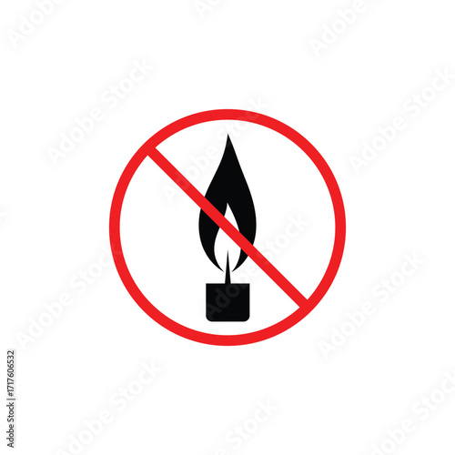 No open flames allowed sign with candle icon