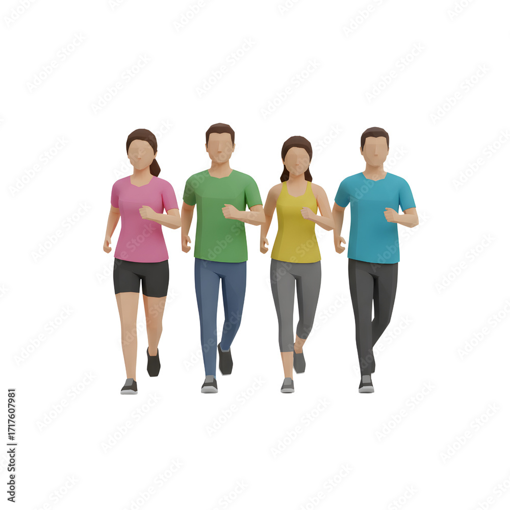Fototapeta premium Group of friends running together outdoors