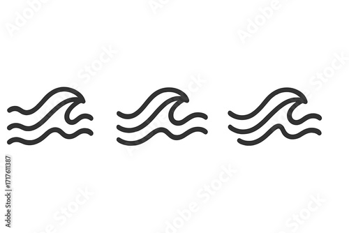 Wave icon linear symbol, water element, vector cartoon illustration with transparent background, ordered set, sea wave design, ocean water symbol, aquatic theme graphics