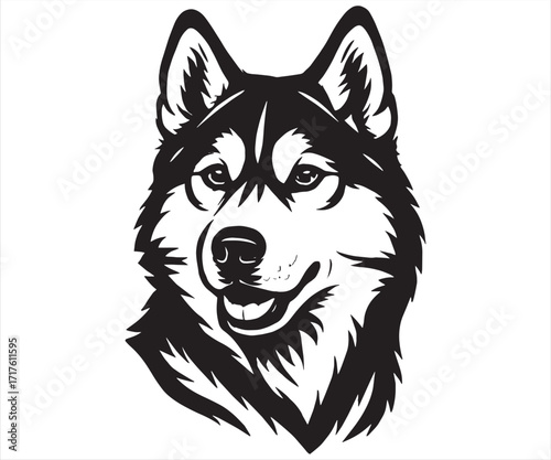Siberian Husky Vector – Smiling Dog Head Illustration