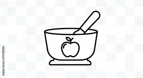 Baby food bowl with spoon and apple design