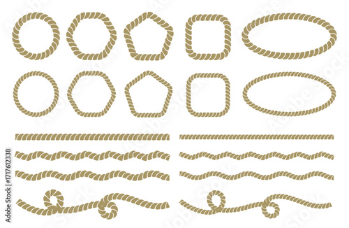 縄のイラストと装飾（縄　しめ縄　日本　和風　JAPAN）