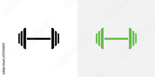 Simple dumbbell icons in black and green