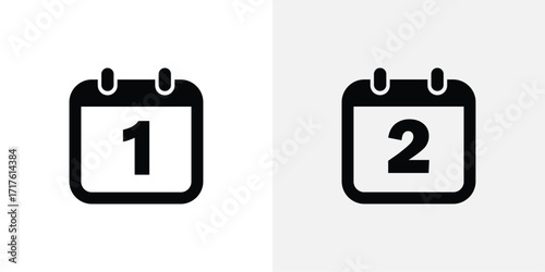 Two calendar icons showing numbers one and two