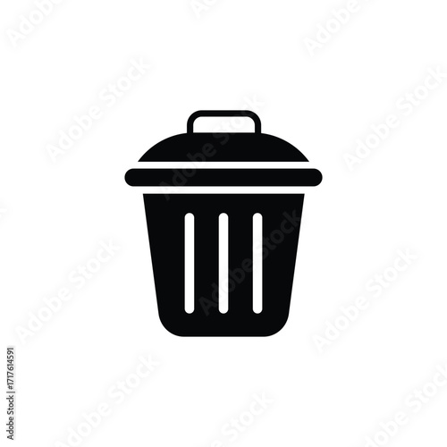 Simple black silhouette of a trash can icon