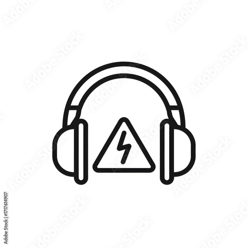 Headphones With Electrical Hazard Warning Sign, Technology and Safety