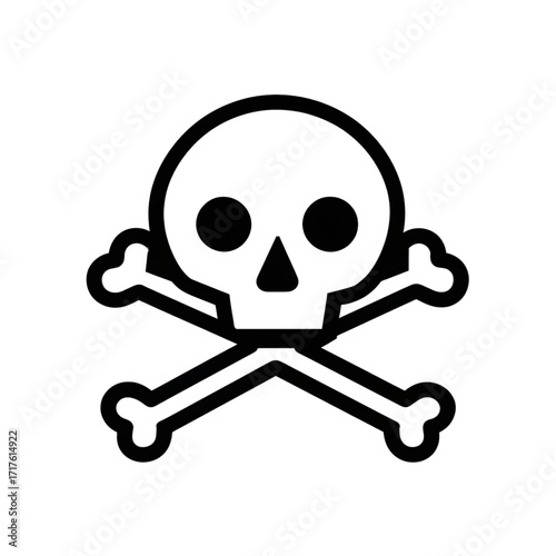Cute Skull and Crossbones Icon, Poison and Danger Warning
