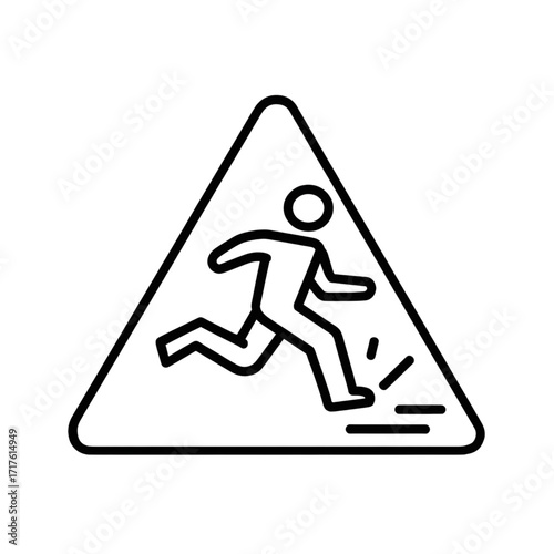 Running Man Warning Sign Vector Icon, Security and Danger Zone