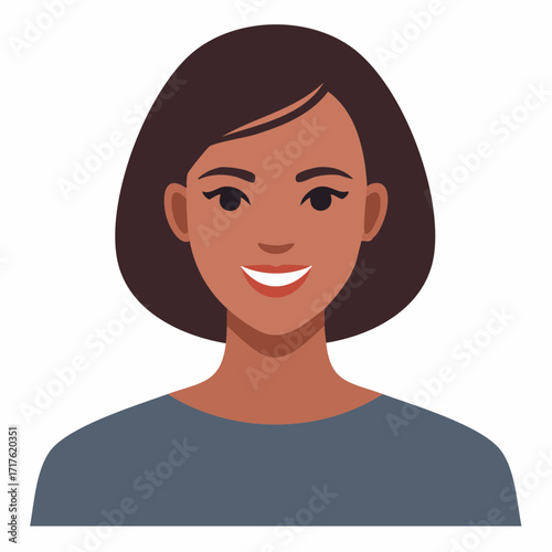 Friendly Black Woman with a Short Bob Hairstyle Smiling Happily