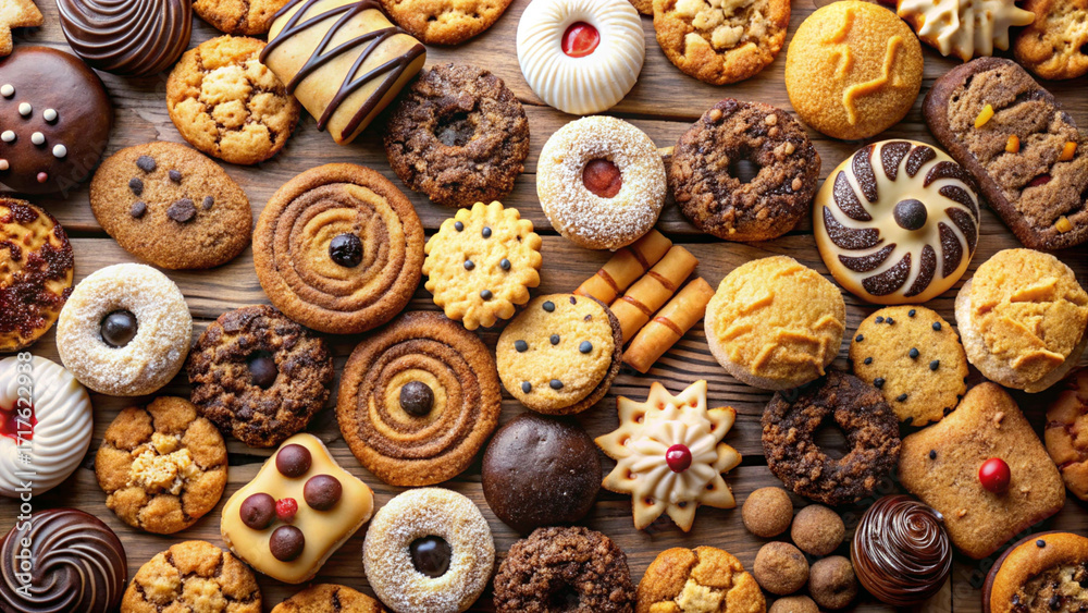 Fototapeta premium cookies--desserts-or-snacks-are-sweet-and-delicious isolated on white background