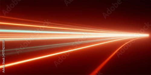 Colorful neon light streaks create a looping abstract motion background of a futuristic tunnel on a dark space highway