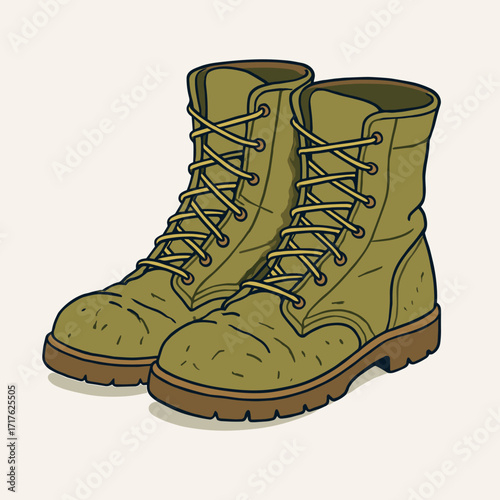 Worn military boots minimalist Veterans Day symbol