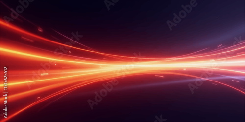 Abstract glowing orange and red light waves in a dark space background with a bright fiery motion design