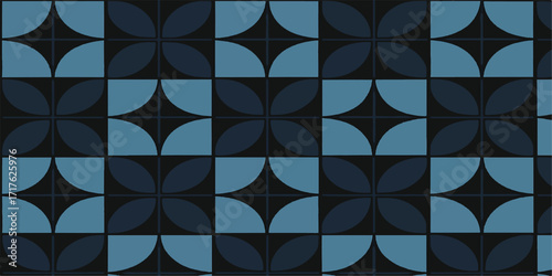A seamless black-and-white geometric pattern with a vintage retro tile texture is an elegant vector for fabric and textile design
