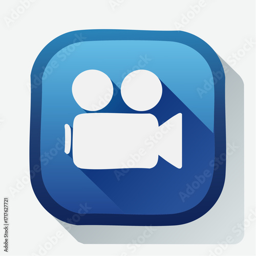 Video Camera Icon on a Square Button Representing Video Recording and Production