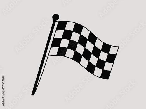 Doodle style checkered flag vector illustration for racing and victory themes silhouette vector illustration white background