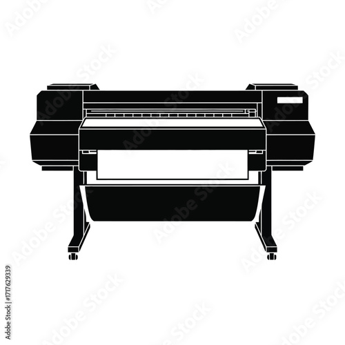 Large format printer vector illustration scalable for graphic design projects silhouette vector illustration white background