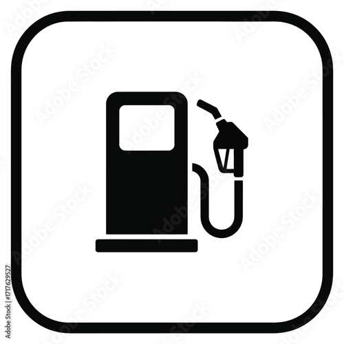Simple black and white fuel pump icon vector graphic for transportation and energy industry silhouette vector illustration white background