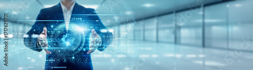 Fotografie Transformation persons hold global digital change