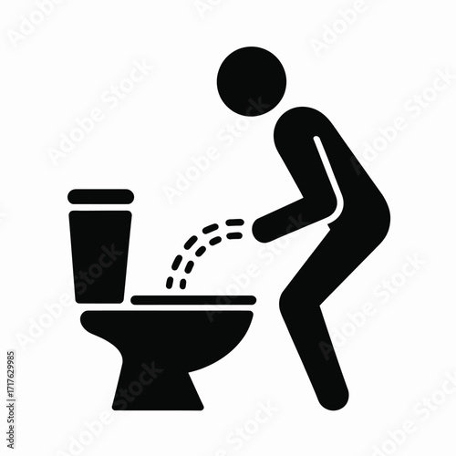 Vector illustration of a person using a toilet for urination icon scalable eps format silhouette vector illustration white background