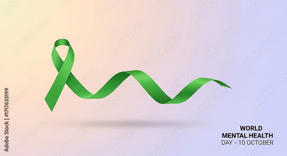 Obraz premium Green ribbon representing mental health awareness and support