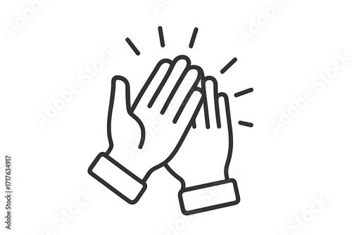 Clapping hands line icon. Applause symbol. Ovation and appreciation gesture. Praise, congrats and success concept. Bravo sign. Minimal vector illustration pictogram design.