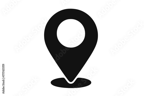 Map pointer icon silhouette style, location pin vector illustration with transparent background, GPS marker cartoon graphic, navigation symbol, geo location, travel and map concept